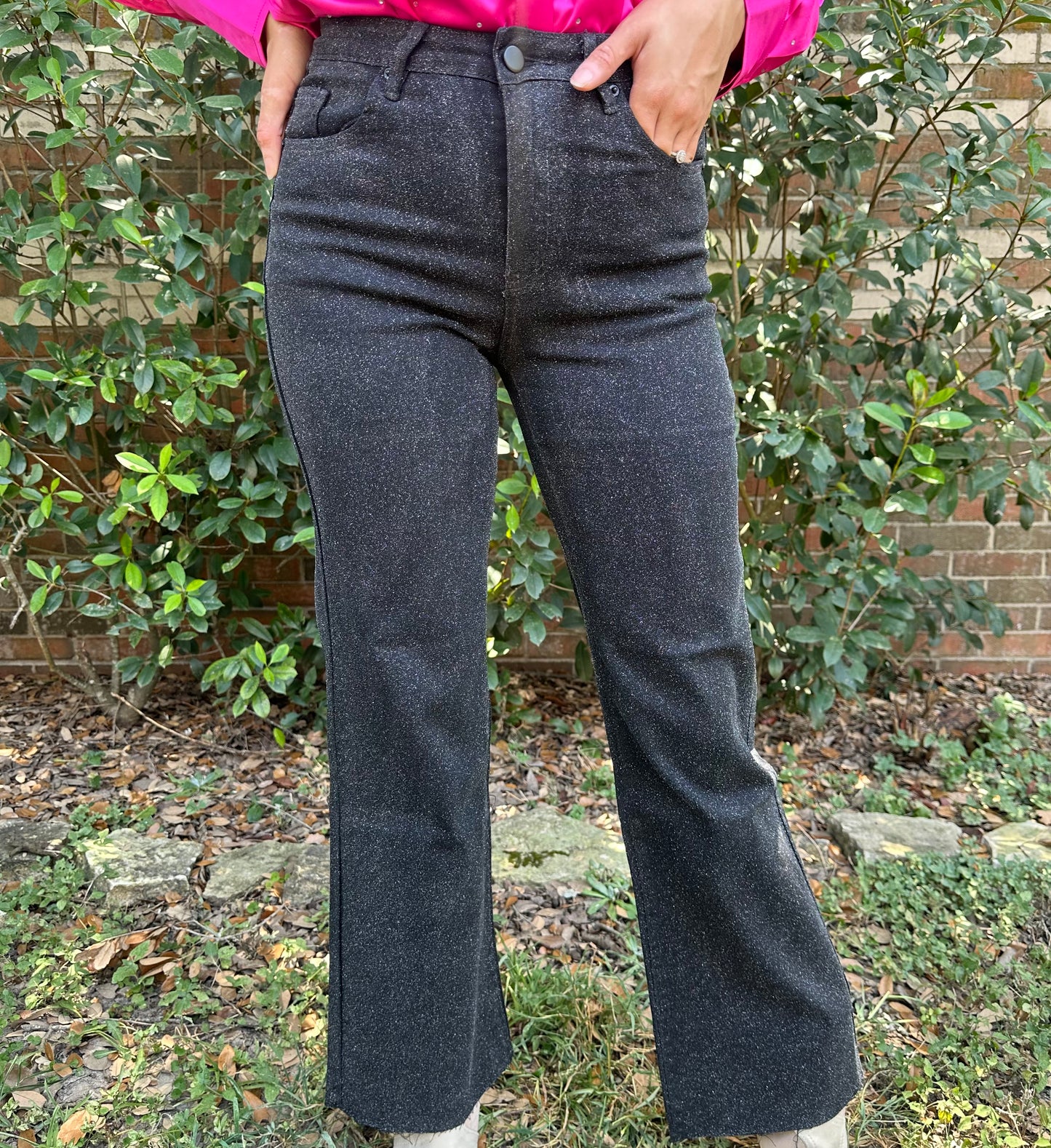 Light Shimmer Glitter Stretch Mid Rise Demin Jeans