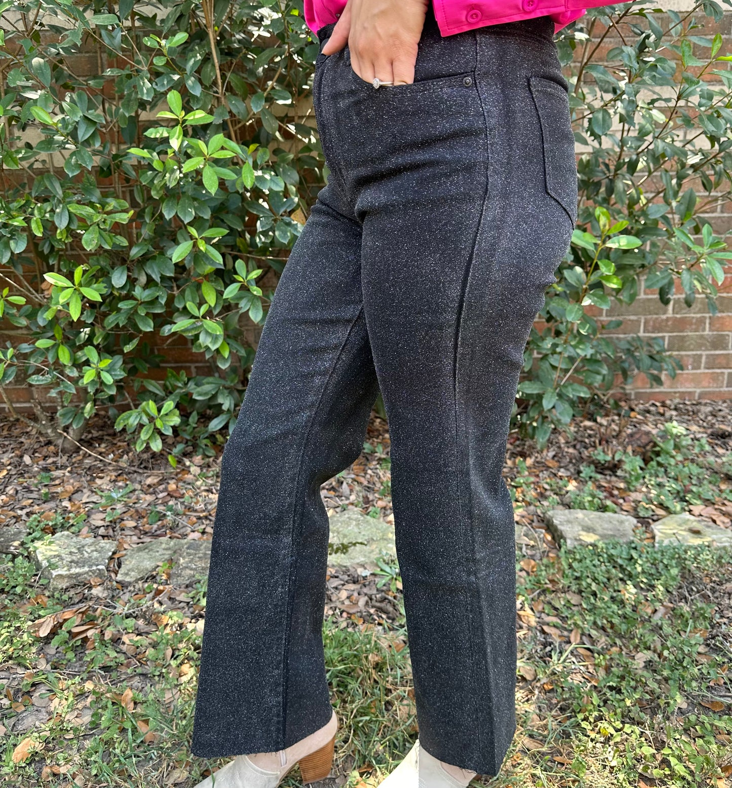 Light Shimmer Glitter Stretch Mid Rise Demin Jeans
